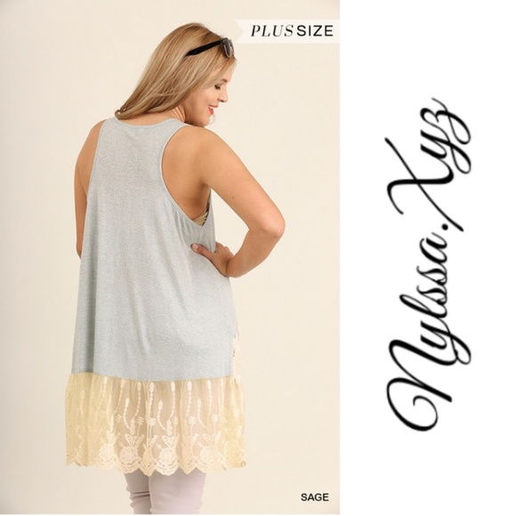 Sleeveless Racerback Floral Lace Top - Picture 3 of 3